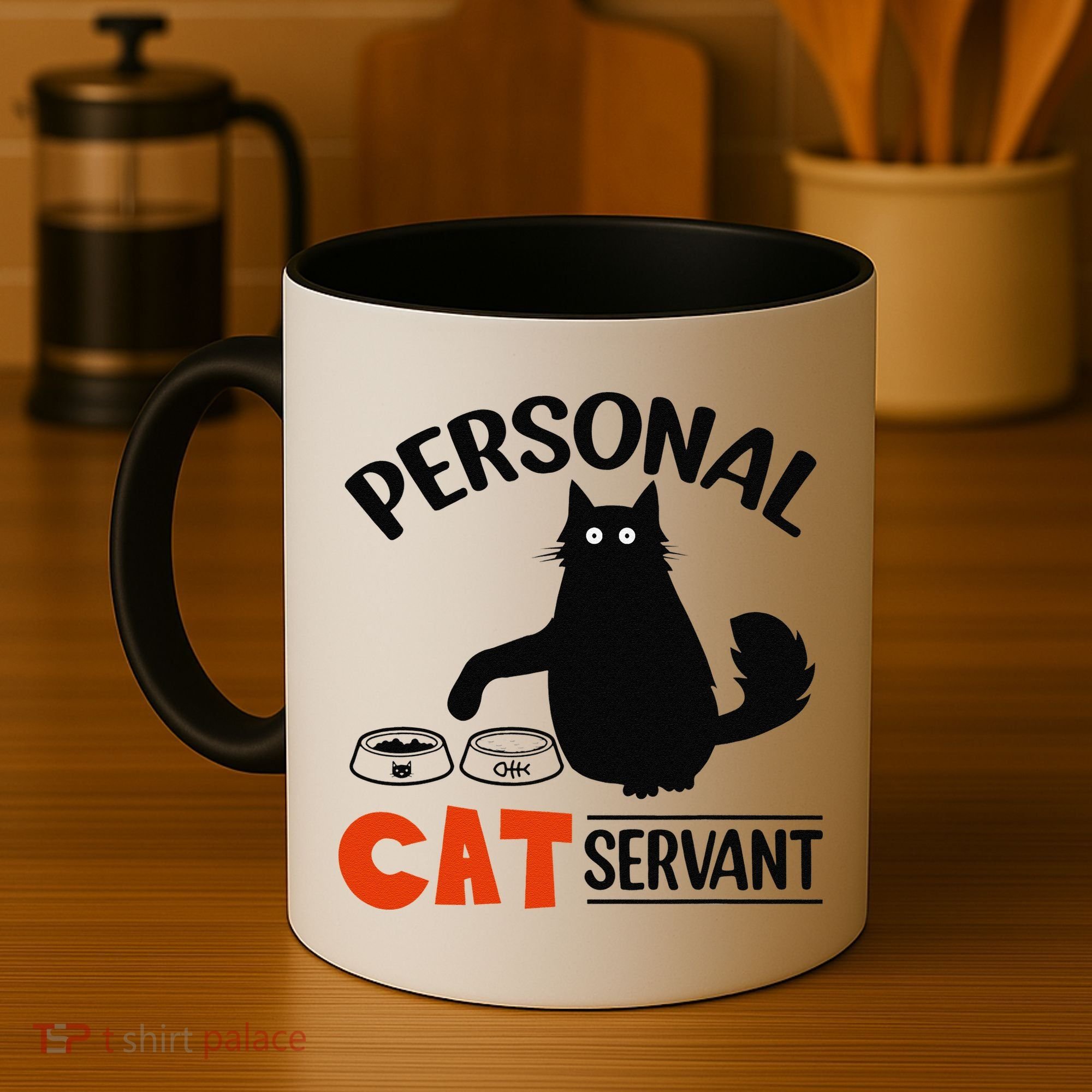 Funny Black Cat Personal Cat Servant Coffee Mug