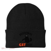 Funny Black Cat Personal Cat Servant Beanie thumb 0