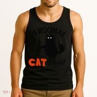 Funny Black Cat Personal Cat Servant Tank Top thumb 3