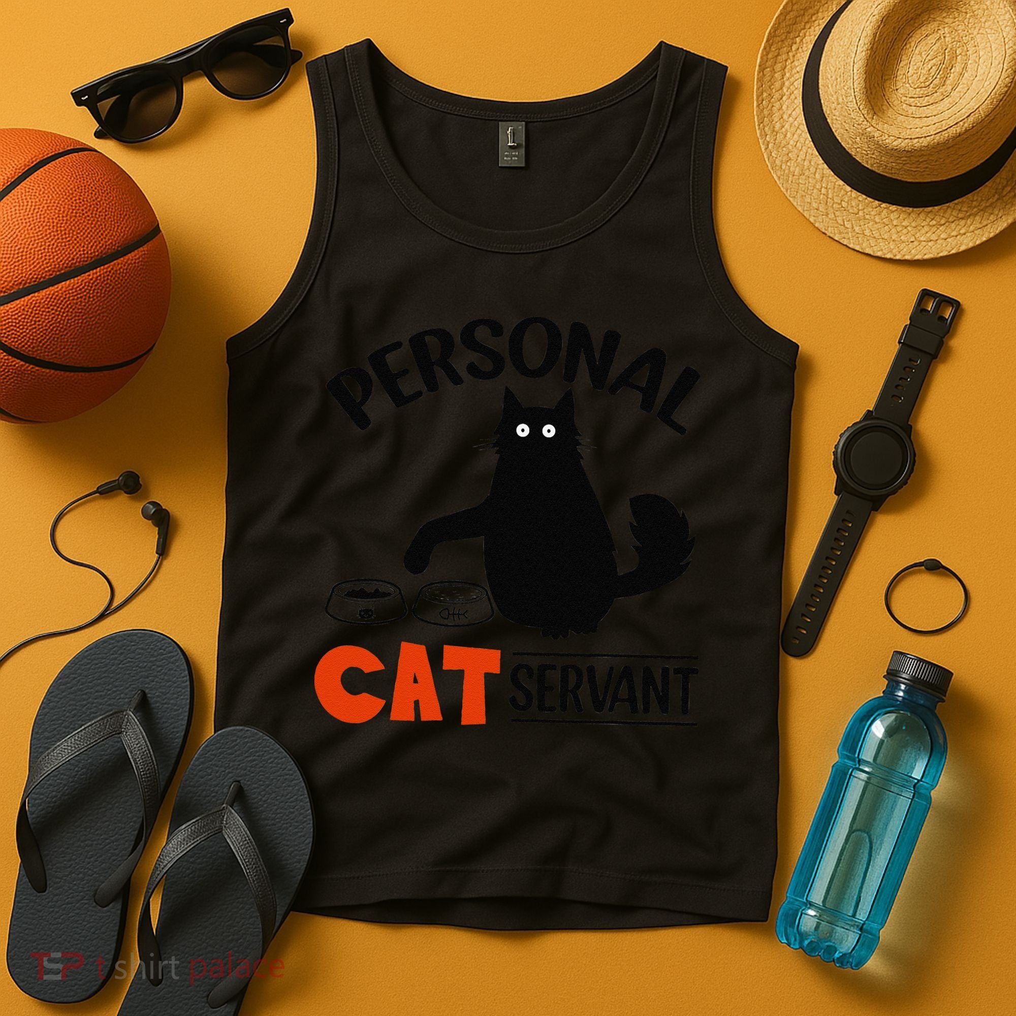 Funny Black Cat Personal Cat Servant Tank Top