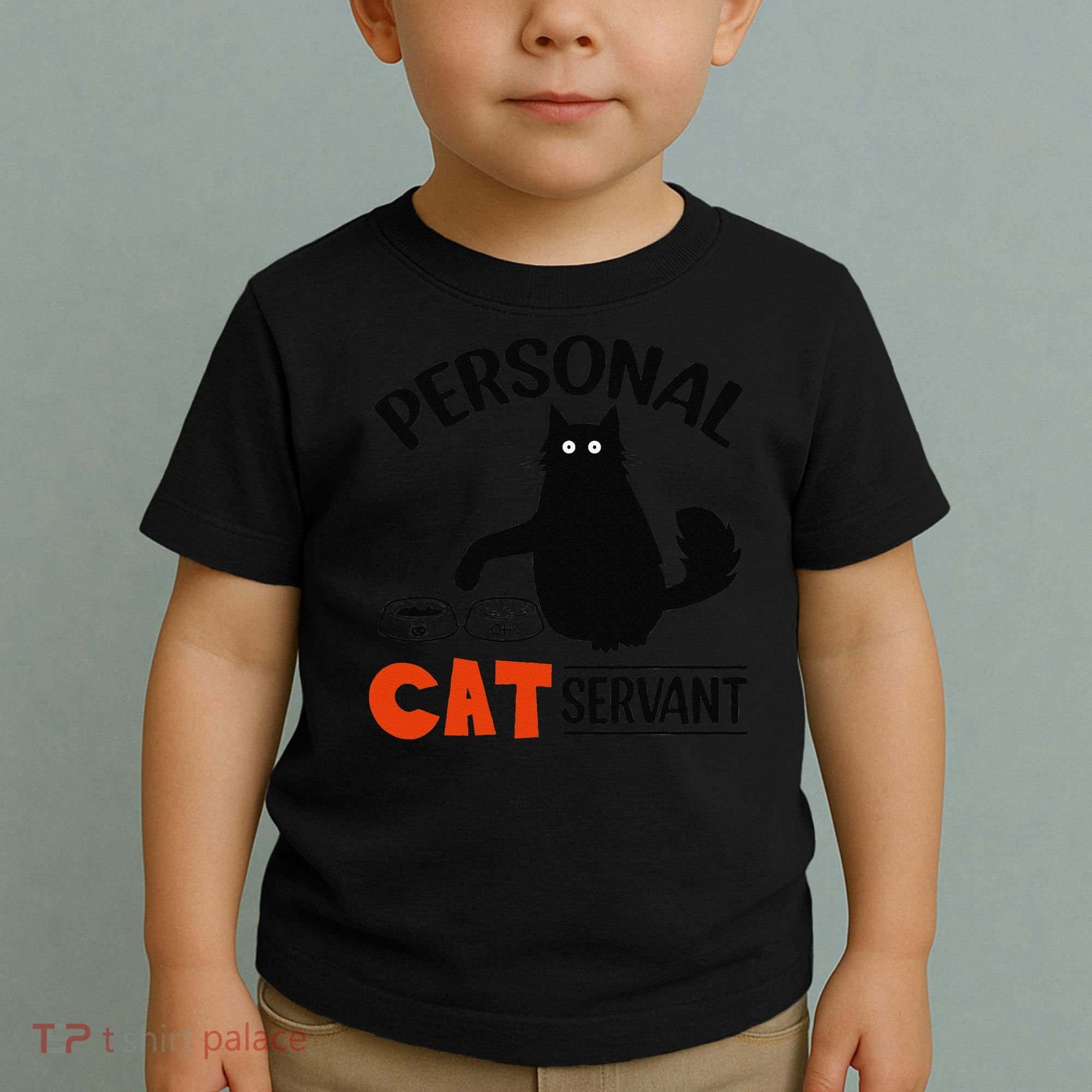 Funny Black Cat Personal Cat Servant Toddler T-Shirt
