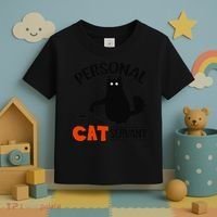 Funny Black Cat Personal Cat Servant Toddler T-Shirt thumb 3