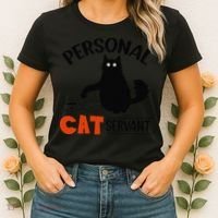 Funny Black Cat Personal Cat Servant Women's T-Shirt thumb 2