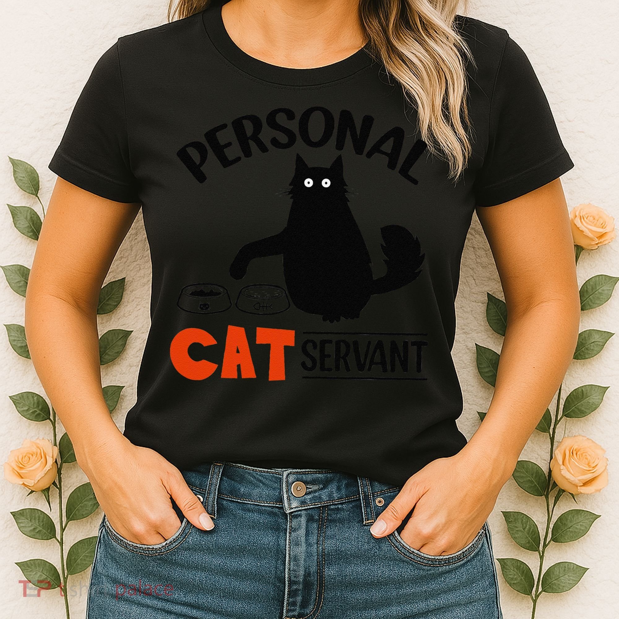 Funny Black Cat Personal Cat Servant Women's T-Shirt