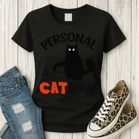 Funny Black Cat Personal Cat Servant Women's T-Shirt thumb 3