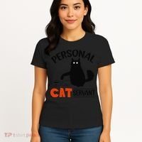 Funny Black Cat Personal Cat Servant Women's T-Shirt thumb 4