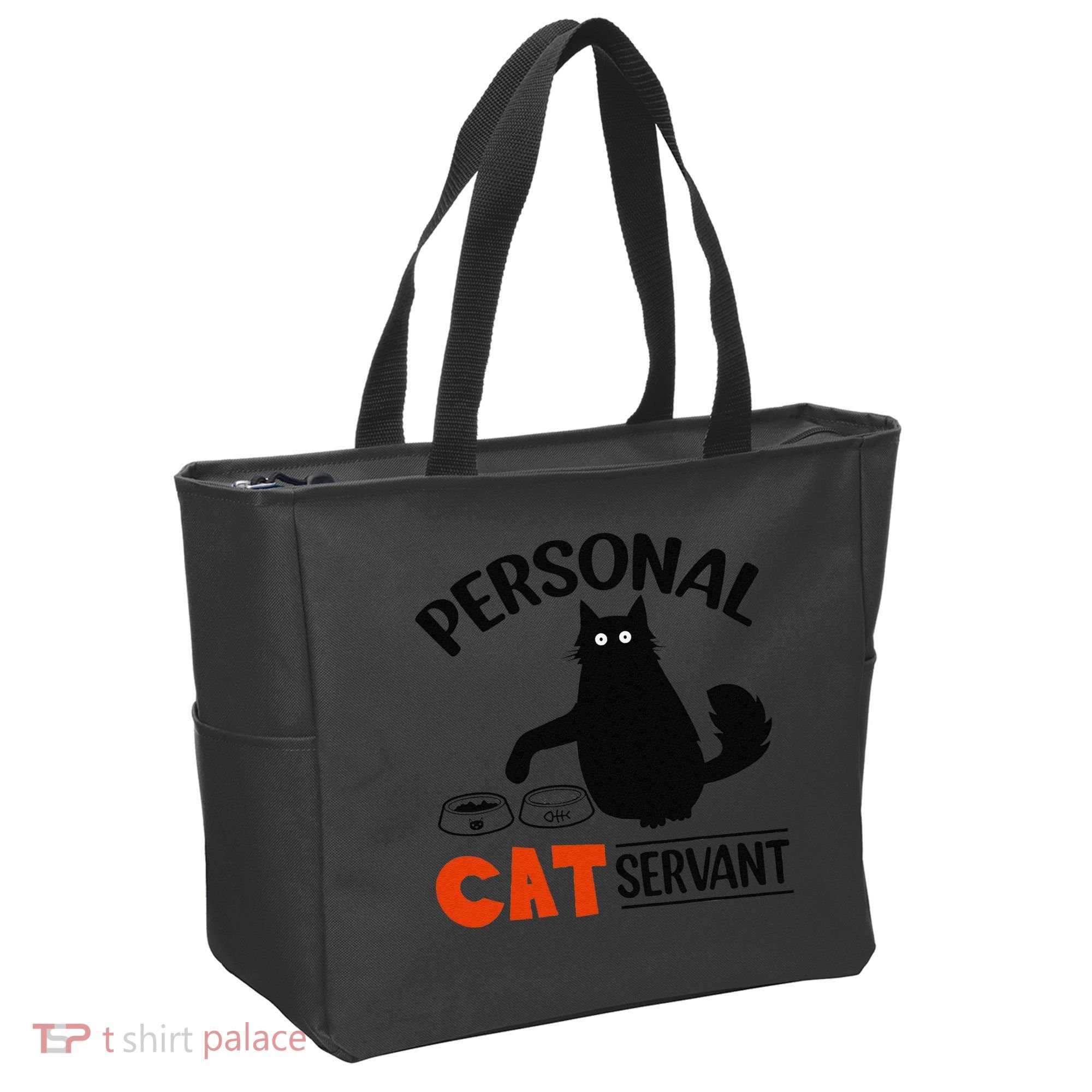 Funny Black Cat Personal Cat Servant Tote Bag