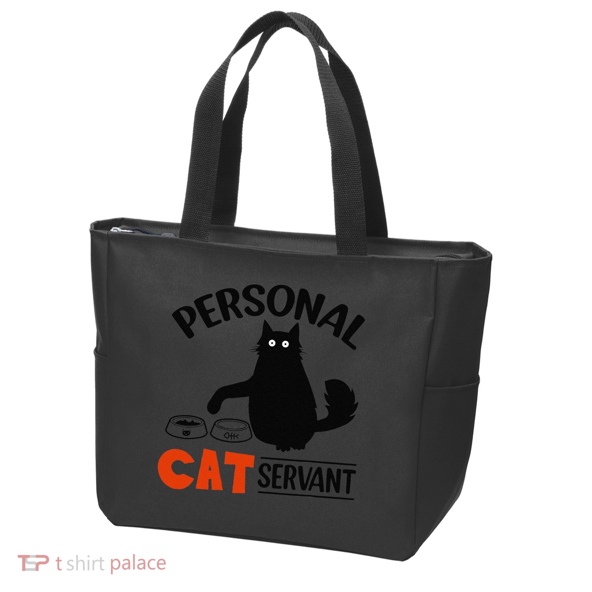Funny Black Cat Personal Cat Servant Tote Bag