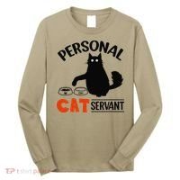 Funny Black Cat Personal Cat Servant Long Sleeve Shirt thumb 0