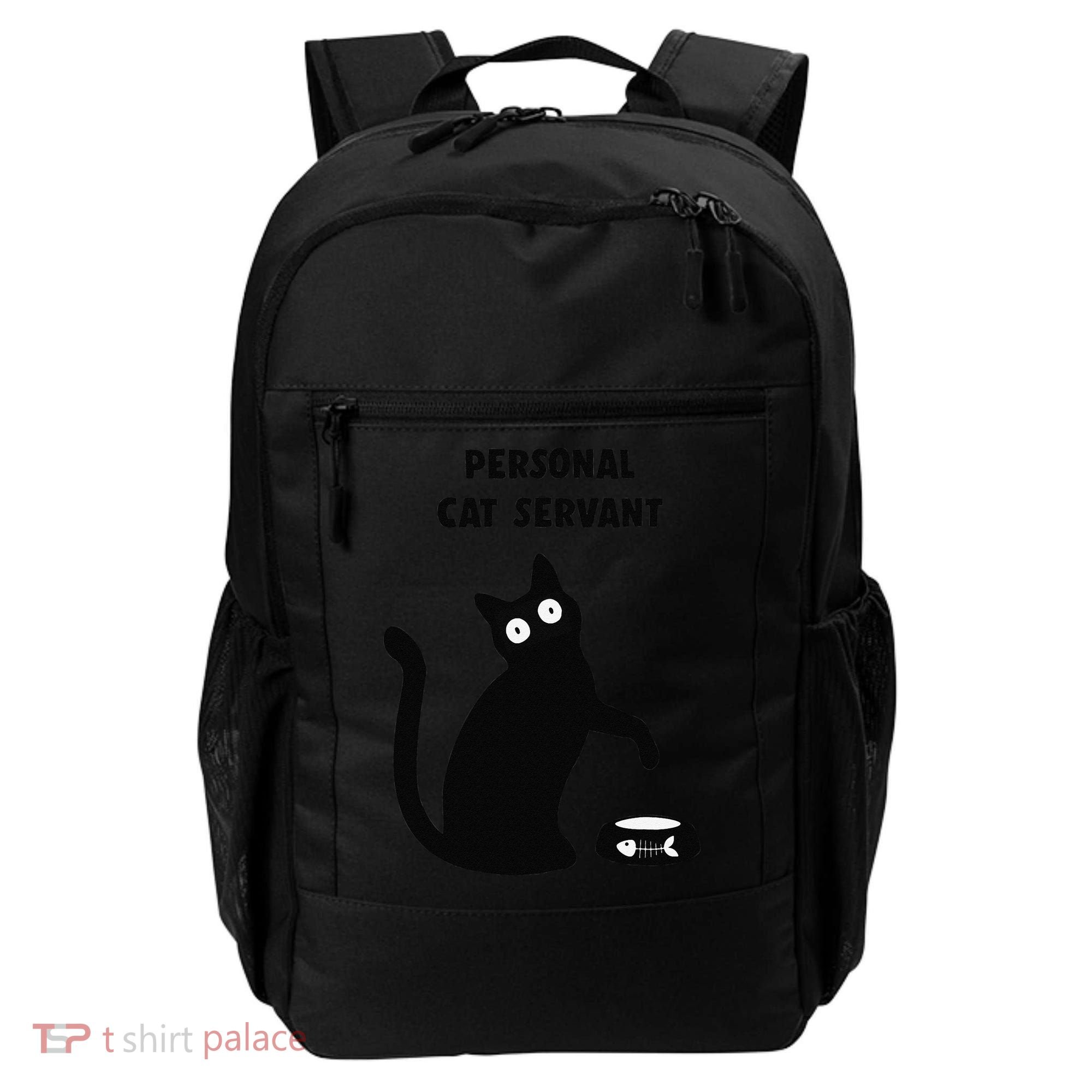 Funny Black Cat Personal Cat Servant Cat Lover Gift Backpack