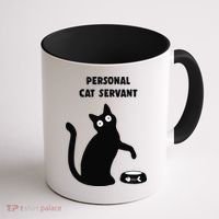 Funny Black Cat Personal Cat Servant Cat Lover Gift Coffee Mug thumb 1