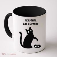 Funny Black Cat Personal Cat Servant Cat Lover Gift Coffee Mug thumb 0