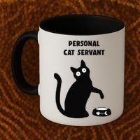 Funny Black Cat Personal Cat Servant Cat Lover Gift Coffee Mug thumb 2