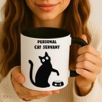 Funny Black Cat Personal Cat Servant Cat Lover Gift Coffee Mug thumb 3