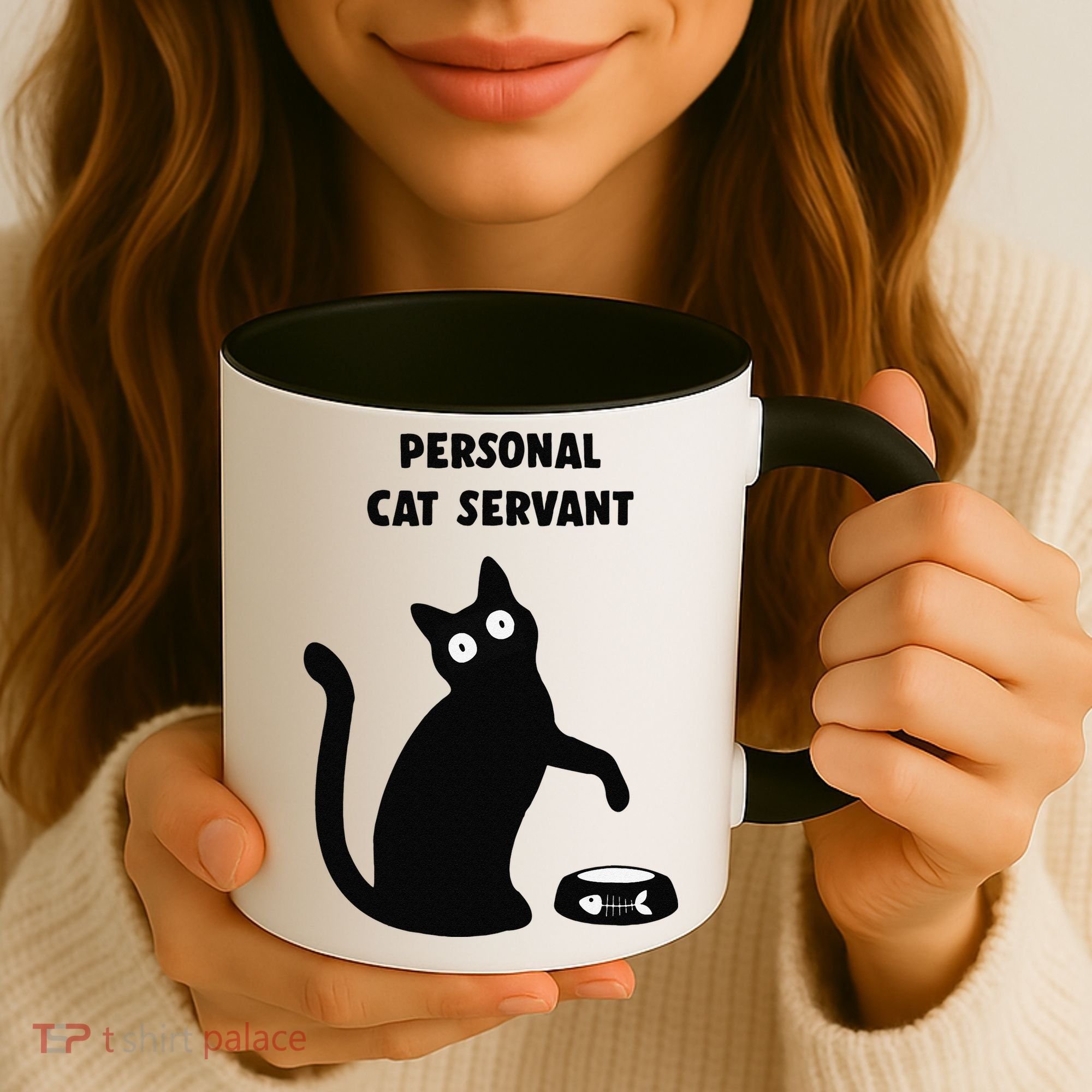 Funny Black Cat Personal Cat Servant Cat Lover Gift Coffee Mug