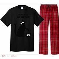 Funny Black Cat Personal Cat Servant Cat Lover Gift Pajama Set thumb 0