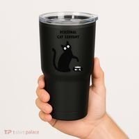 Funny Black Cat Personal Cat Servant Cat Lover Gift Tumbler thumb 2