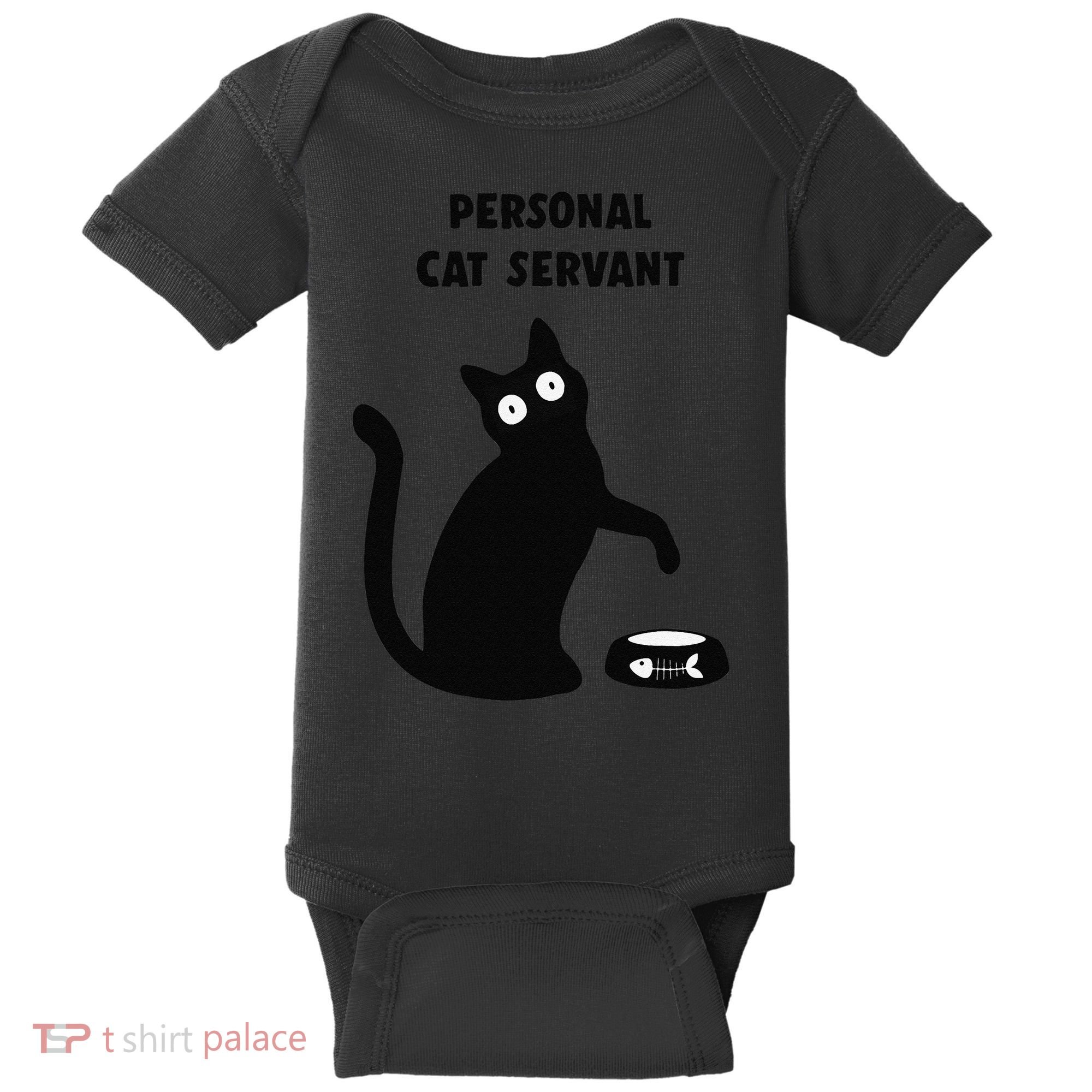 Funny Black Cat Personal Cat Servant Cat Lover Gift Baby Bodysuit
