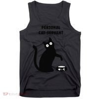Funny Black Cat Personal Cat Servant Cat Lover Gift Tank Top thumb 0