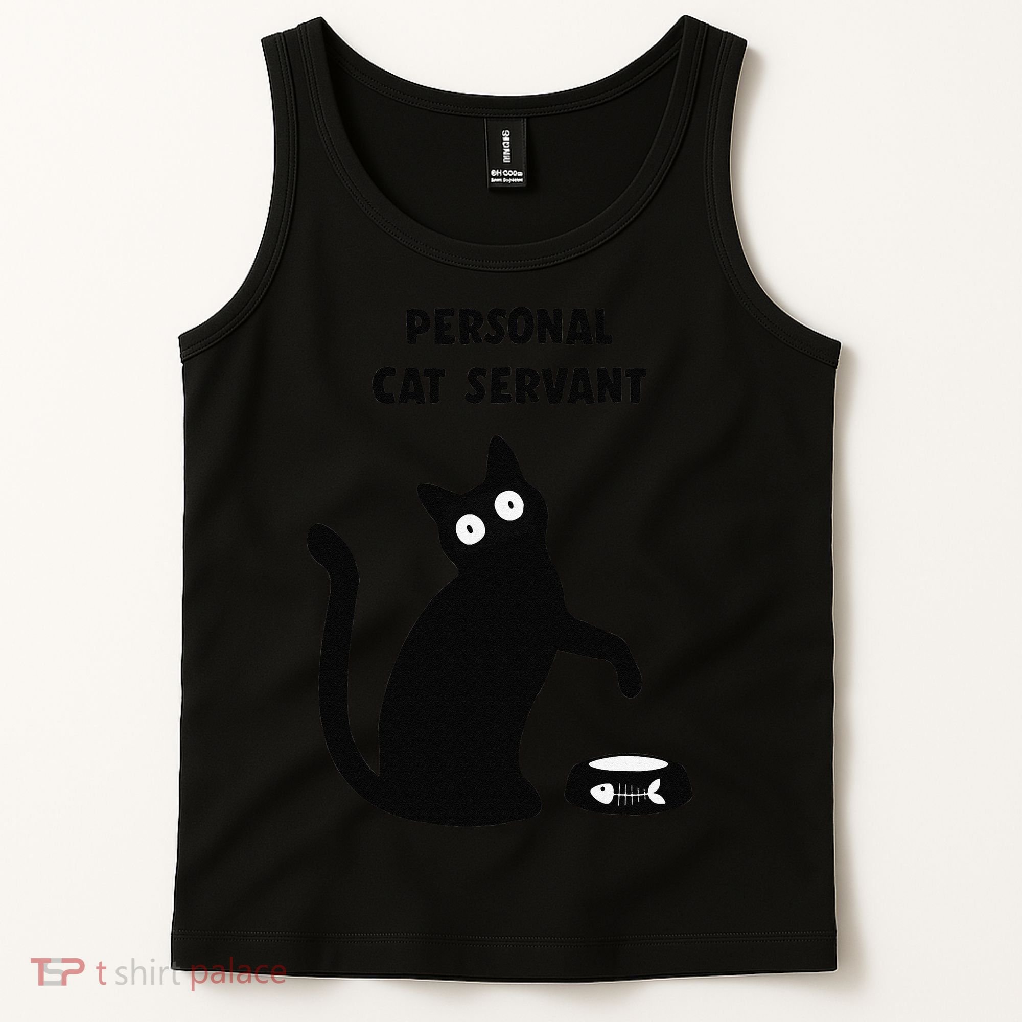 Funny Black Cat Personal Cat Servant Cat Lover Gift Tank Top