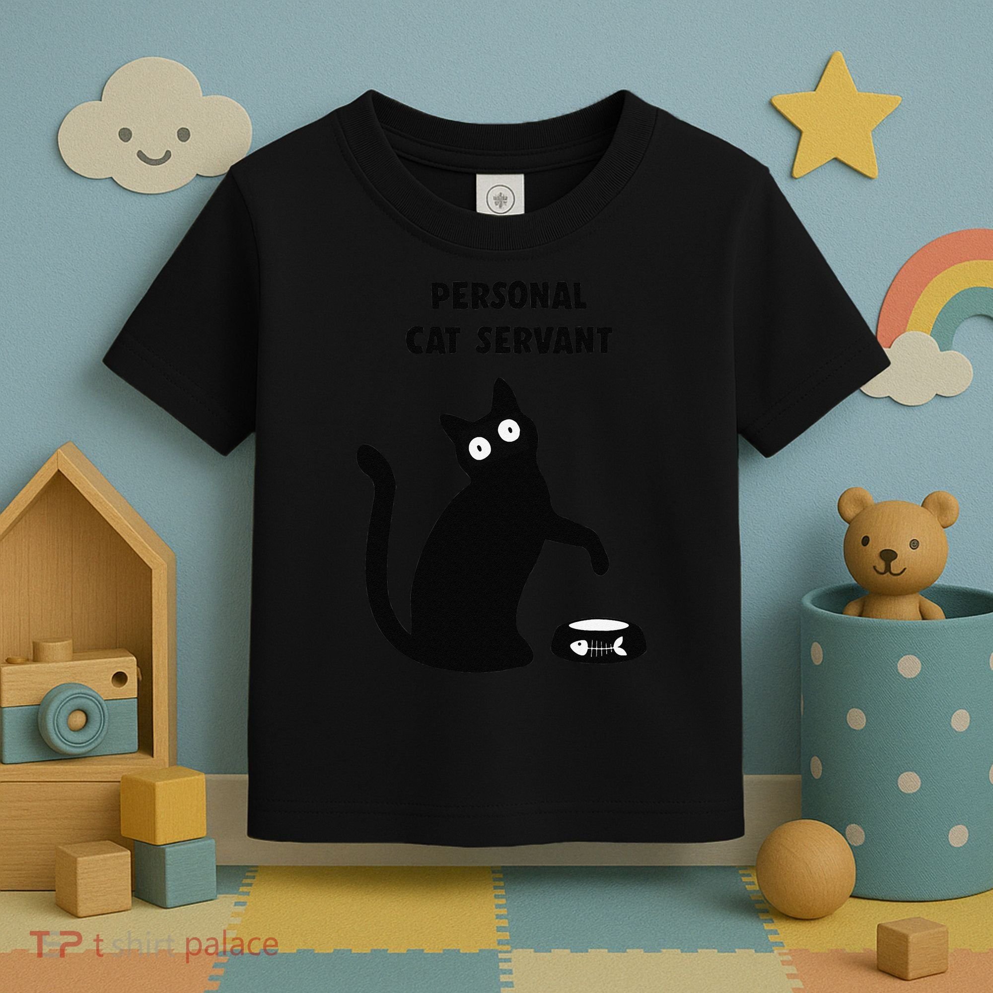 Funny Black Cat Personal Cat Servant Cat Lover Gift Toddler T-Shirt