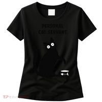 Funny Black Cat Personal Cat Servant Cat Lover Gift Women's T-Shirt thumb 0