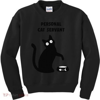 Funny Black Cat Personal Cat Servant Cat Lover Gift Kids Sweatshirt