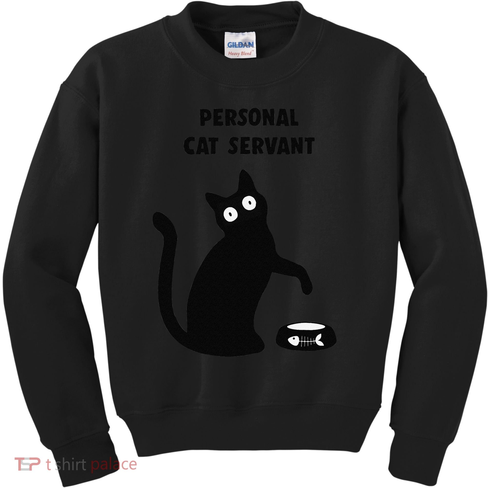 Funny Black Cat Personal Cat Servant Cat Lover Gift Kids Sweatshirt