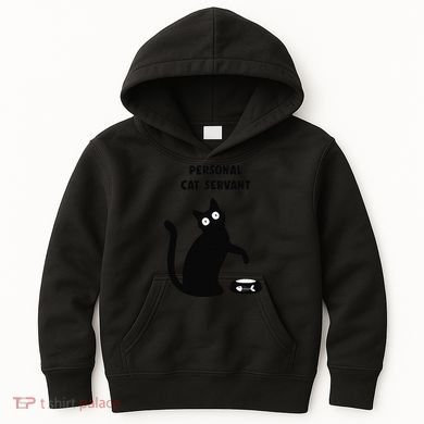 Funny Black Cat Personal Cat Servant Cat Lover Gift Kids Hoodie
