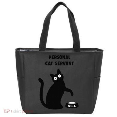 Funny Black Cat Personal Cat Servant Cat Lover Gift Tote Bag