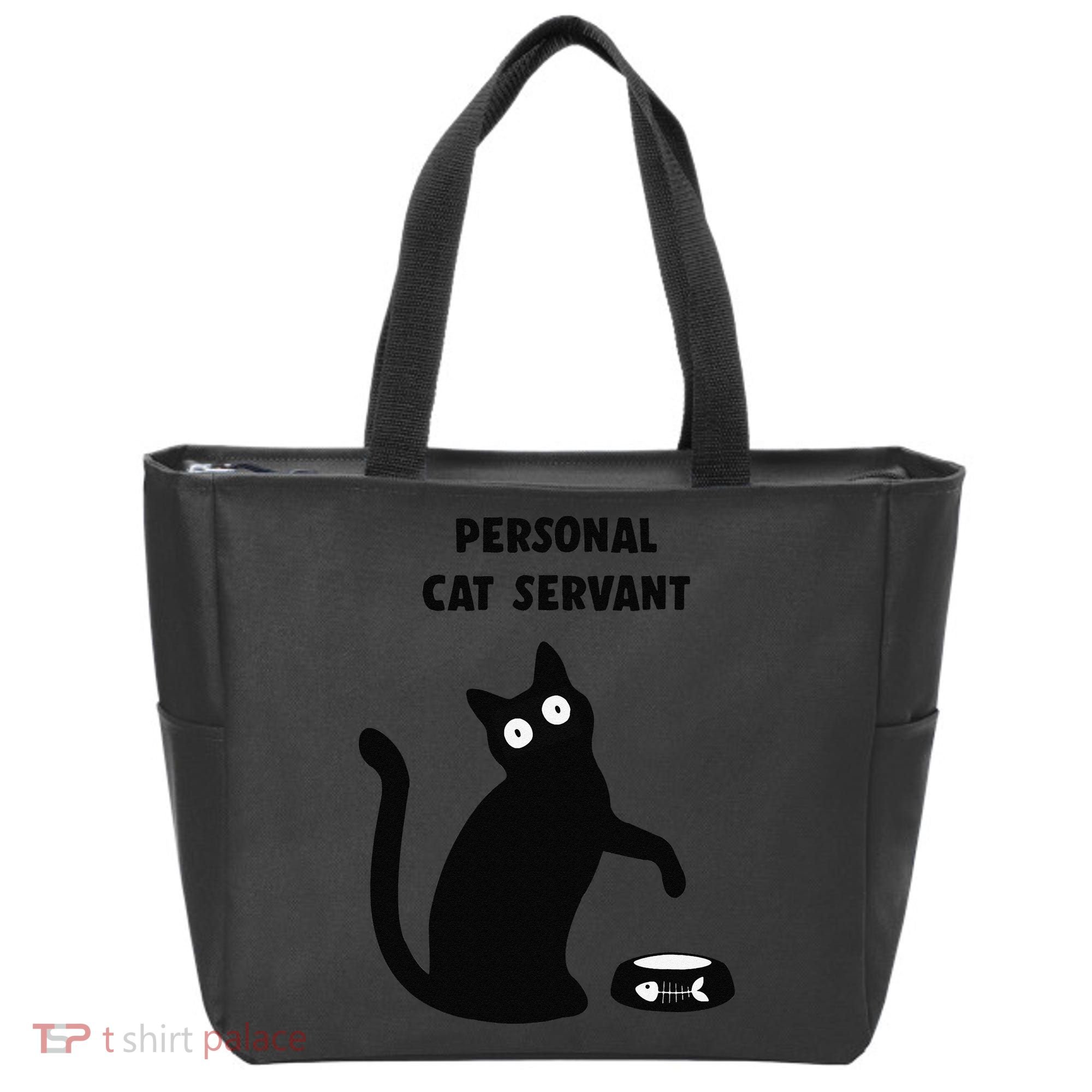 Funny Black Cat Personal Cat Servant Cat Lover Gift Tote Bag
