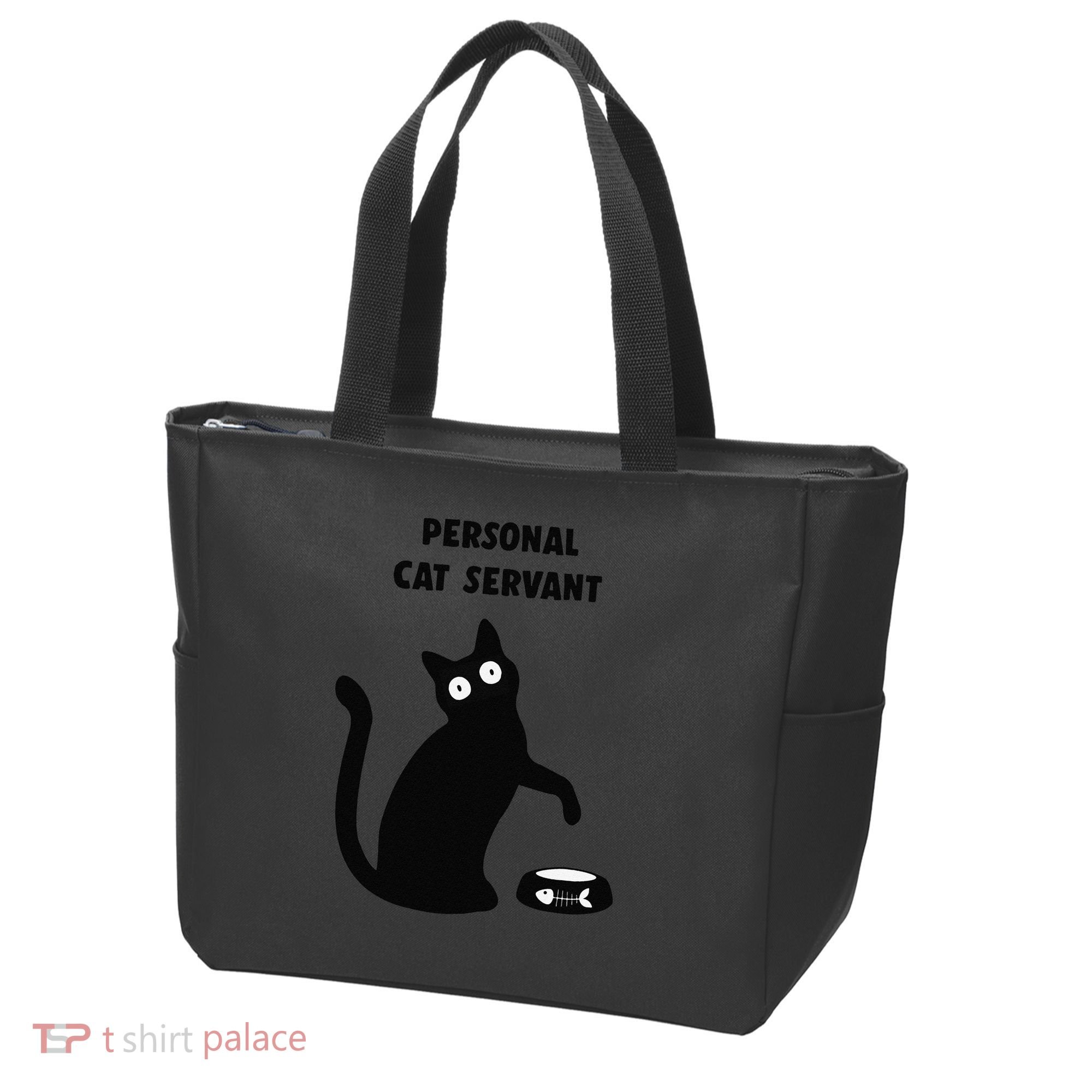 Funny Black Cat Personal Cat Servant Cat Lover Gift Tote Bag