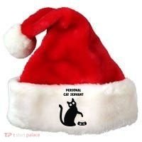 Funny Black Cat Personal Cat Servant Cat Lover Gift Santa Hat thumb 0