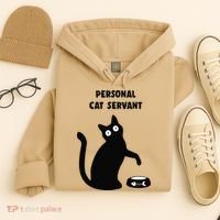 Funny Black Cat Personal Cat Servant Cat Lover Gift Hoodie thumb 4