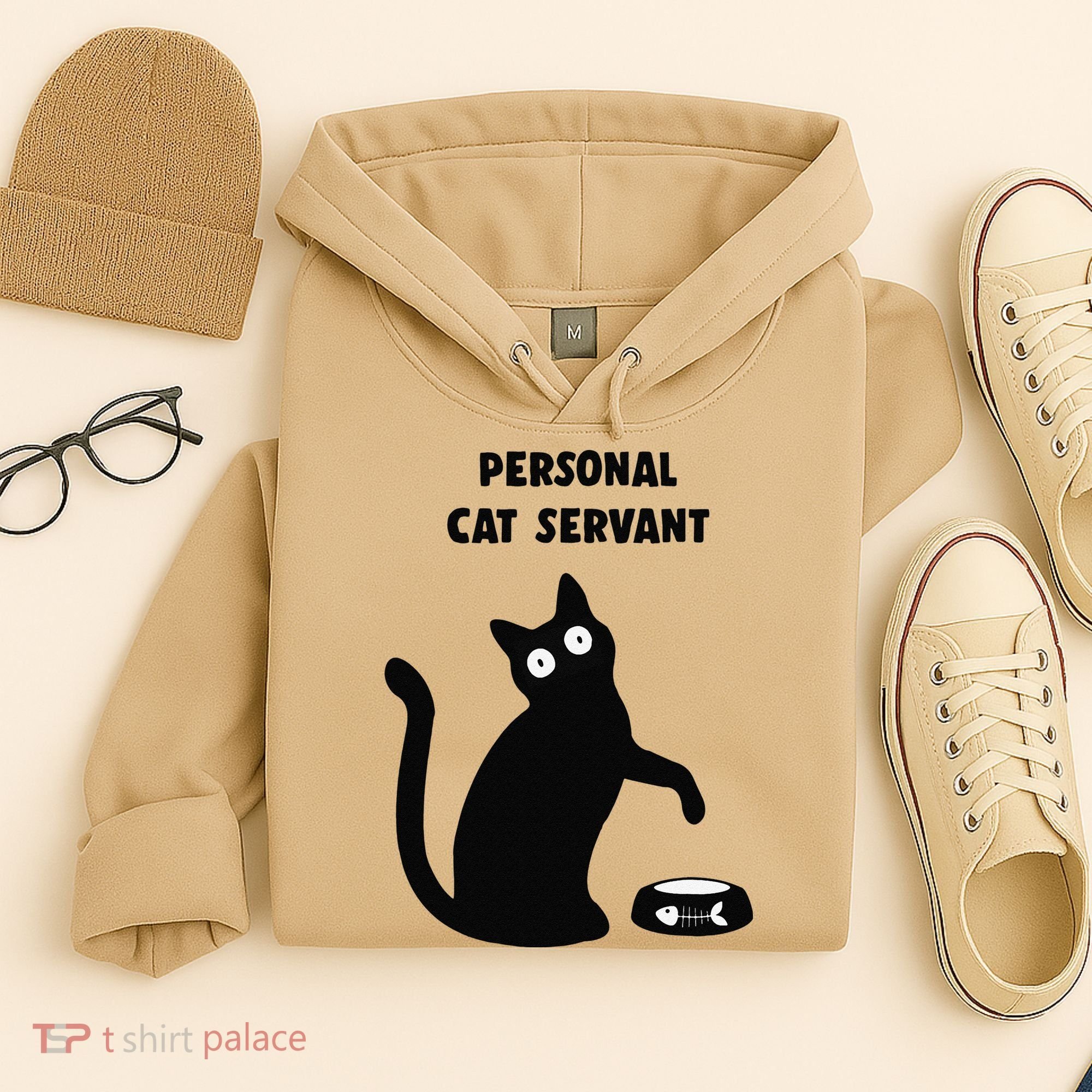 Funny Black Cat Personal Cat Servant Cat Lover Gift Hoodie