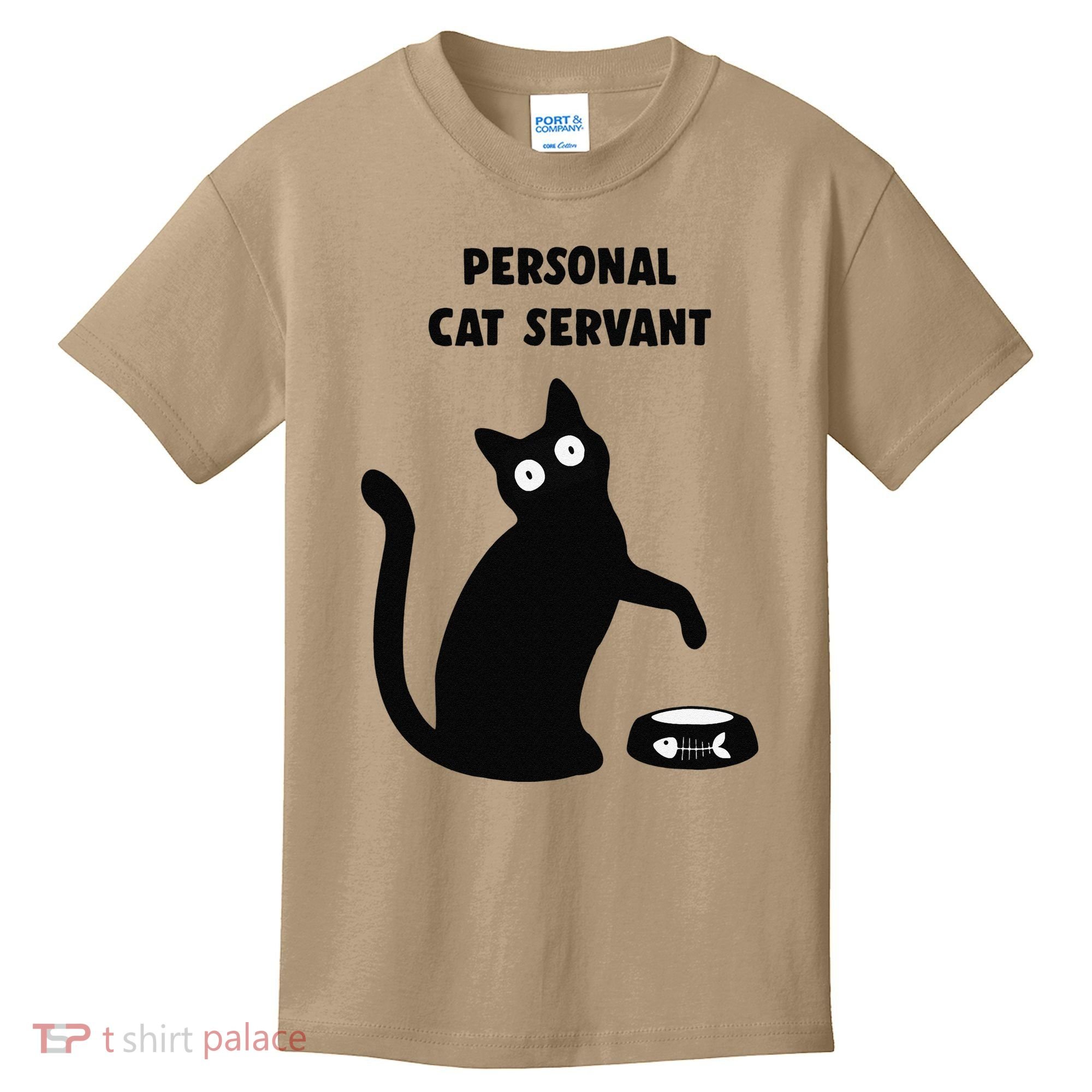 Funny Black Cat Personal Cat Servant Cat Lover Gift Kids T-Shirt