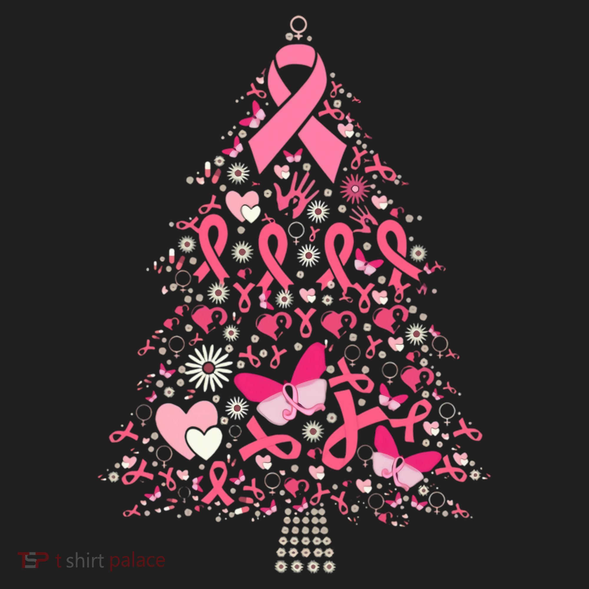 Funny Breast Cancer Awareness Christmas Tree Xmas Pink Women's Sweatshirt