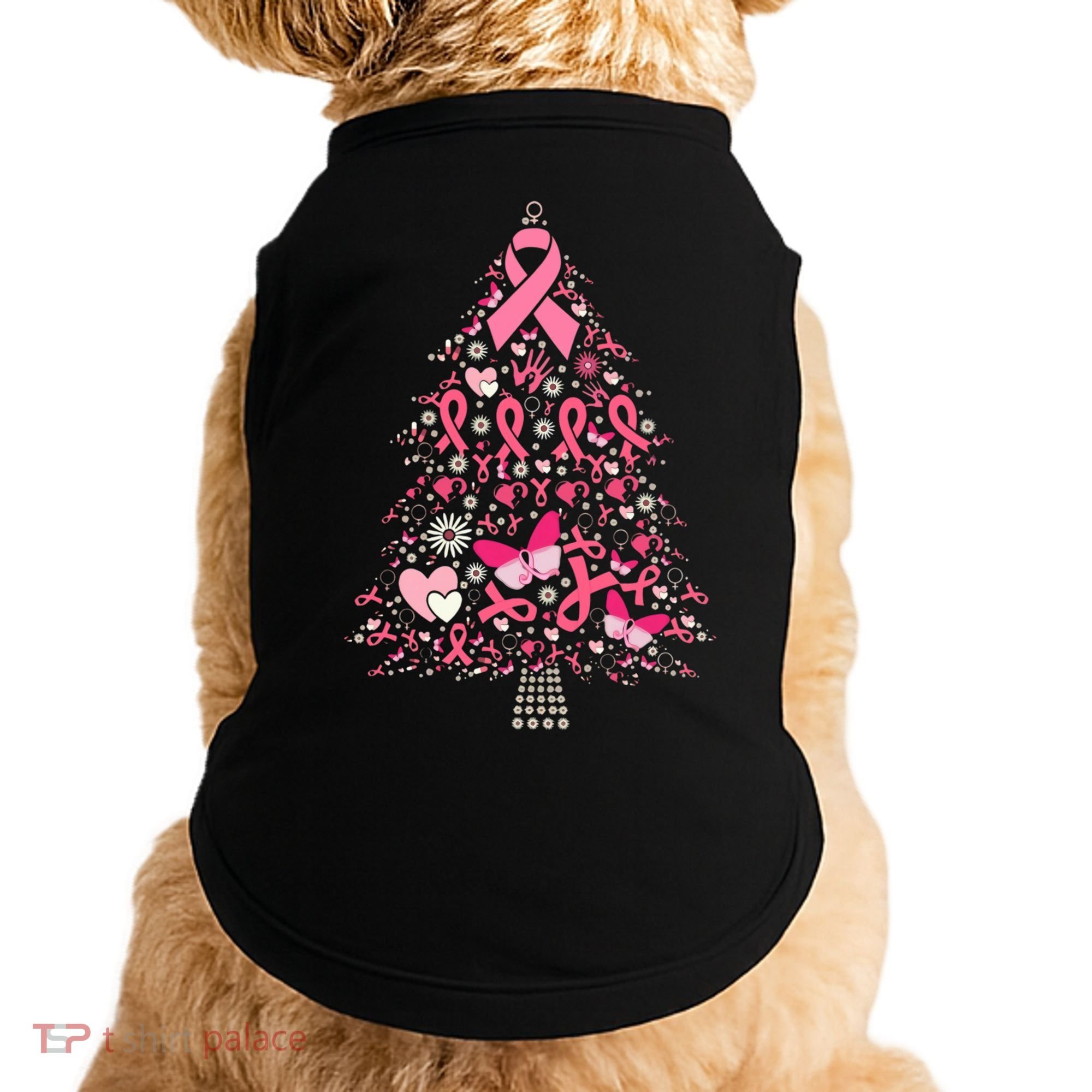 Funny Breast Cancer Awareness Christmas Tree Xmas Pink Doggie Tank