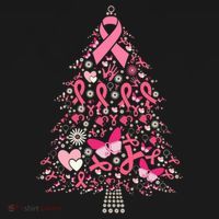 Funny Breast Cancer Awareness Christmas Tree Xmas Pink Doggie Tank thumb 4