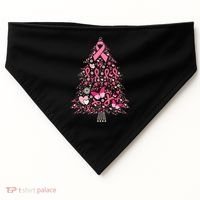 Funny Breast Cancer Awareness Christmas Tree Xmas Pink USA-Made Doggie Bandana thumb 0