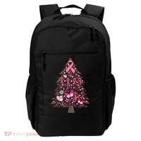 Funny Breast Cancer Awareness Christmas Tree Xmas Pink Backpack thumb 0