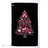 Funny Breast Cancer Awareness Christmas Tree Xmas Pink Golf Towel thumb 0