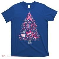 Funny Breast Cancer Awareness Christmas Tree Xmas Pink T-Shirt thumb 0