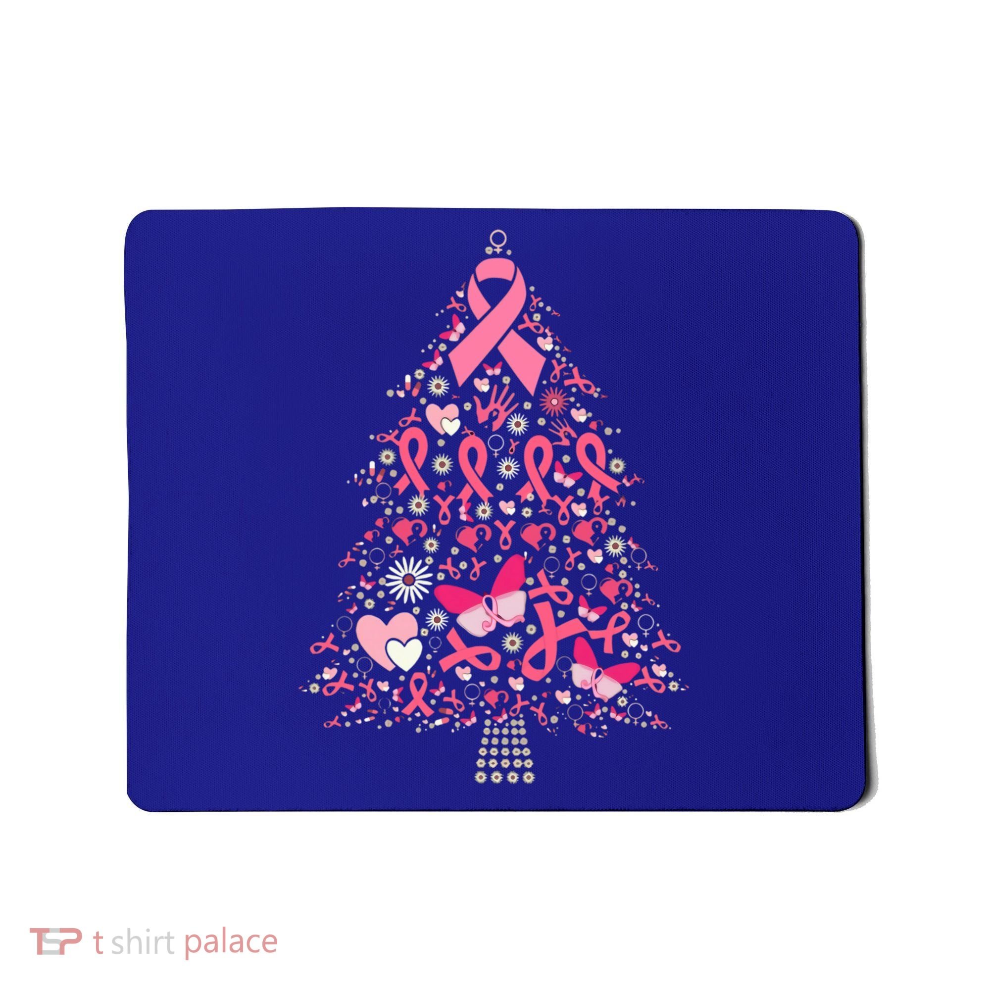Funny Breast Cancer Awareness Christmas Tree Xmas Pink Mousepad