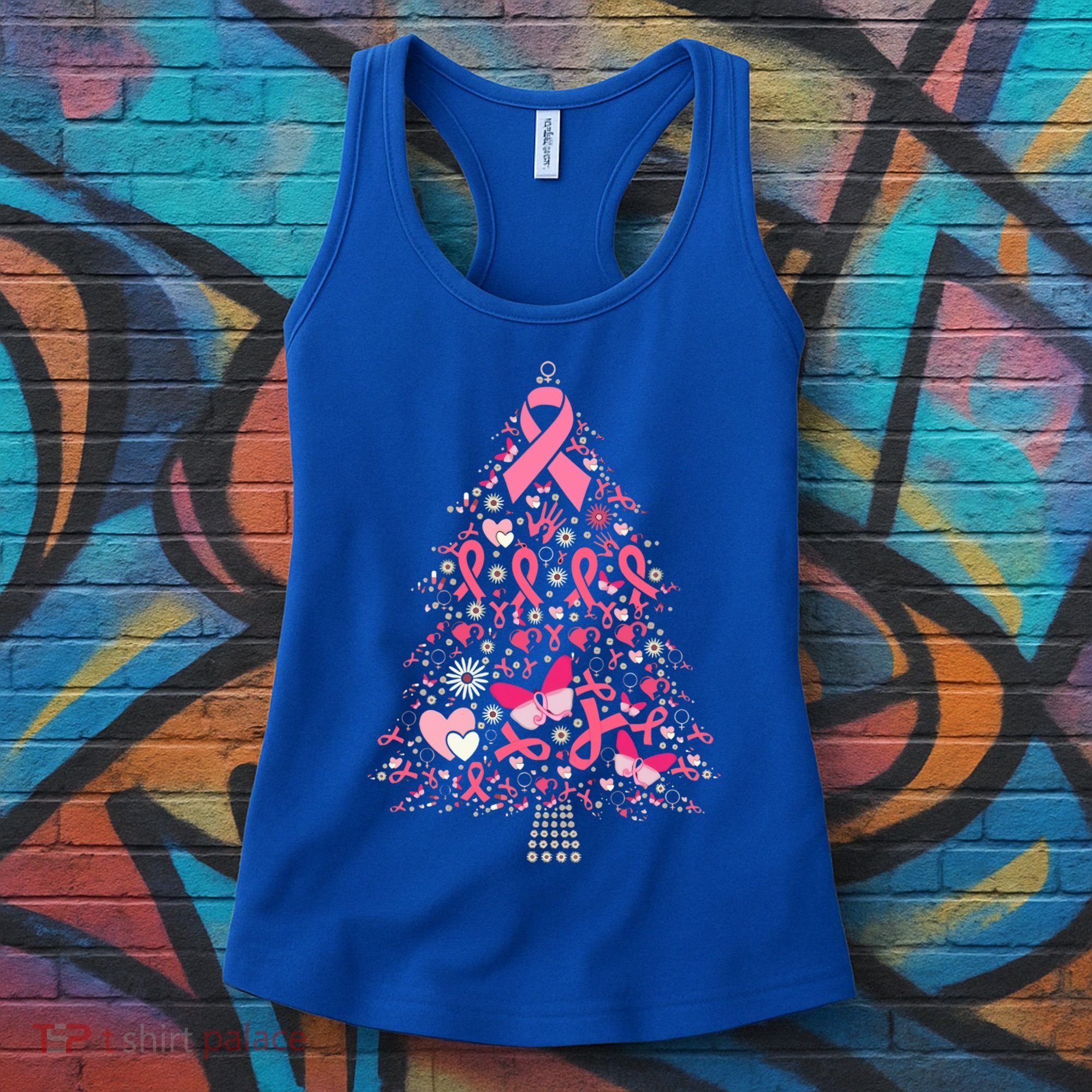 Funny Breast Cancer Awareness Christmas Tree Xmas Pink Women's Tank Top