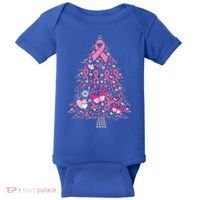 Funny Breast Cancer Awareness Christmas Tree Xmas Pink Baby Bodysuit thumb 0