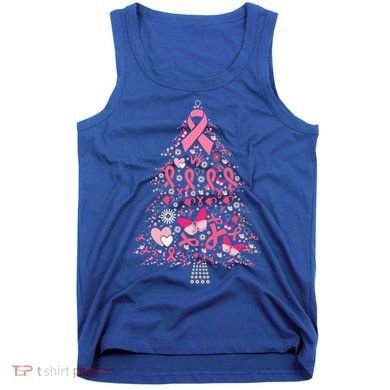 Funny Breast Cancer Awareness Christmas Tree Xmas Pink Tank Top