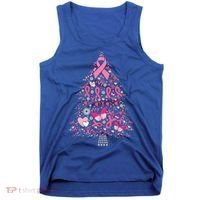 Funny Breast Cancer Awareness Christmas Tree Xmas Pink Tank Top thumb 0