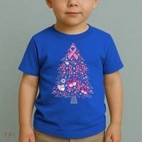 Funny Breast Cancer Awareness Christmas Tree Xmas Pink Toddler T-Shirt thumb 2