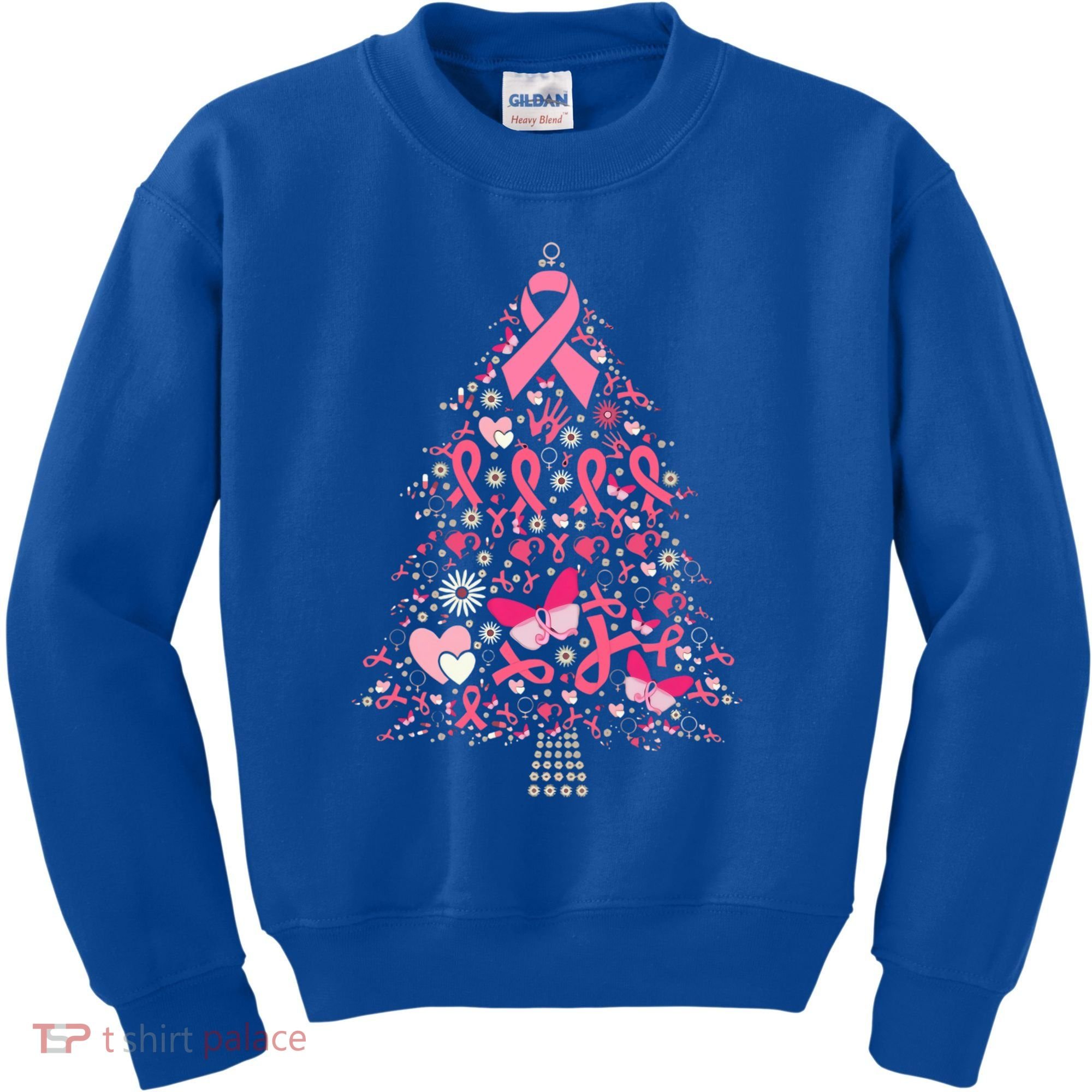 Funny Breast Cancer Awareness Christmas Tree Xmas Pink Kids Sweatshirt